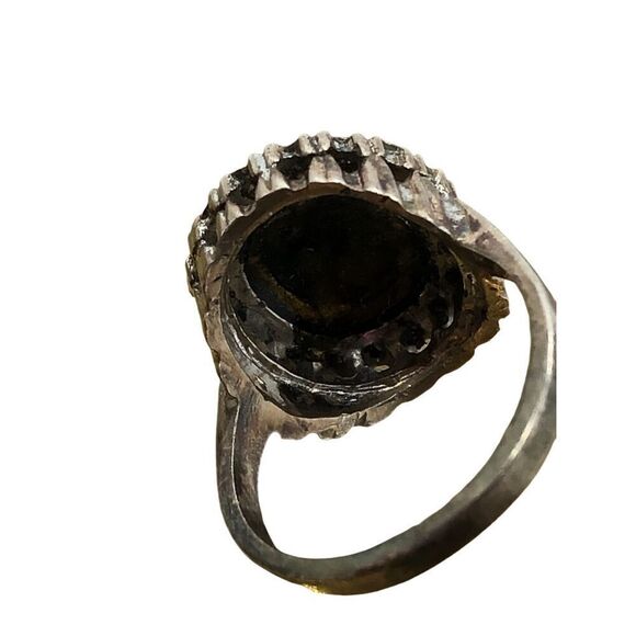 Vintage Estate Sterling Silver Art Deco Cocktail Ring Size 6 Blue Center Opal - Picture 6 of 16